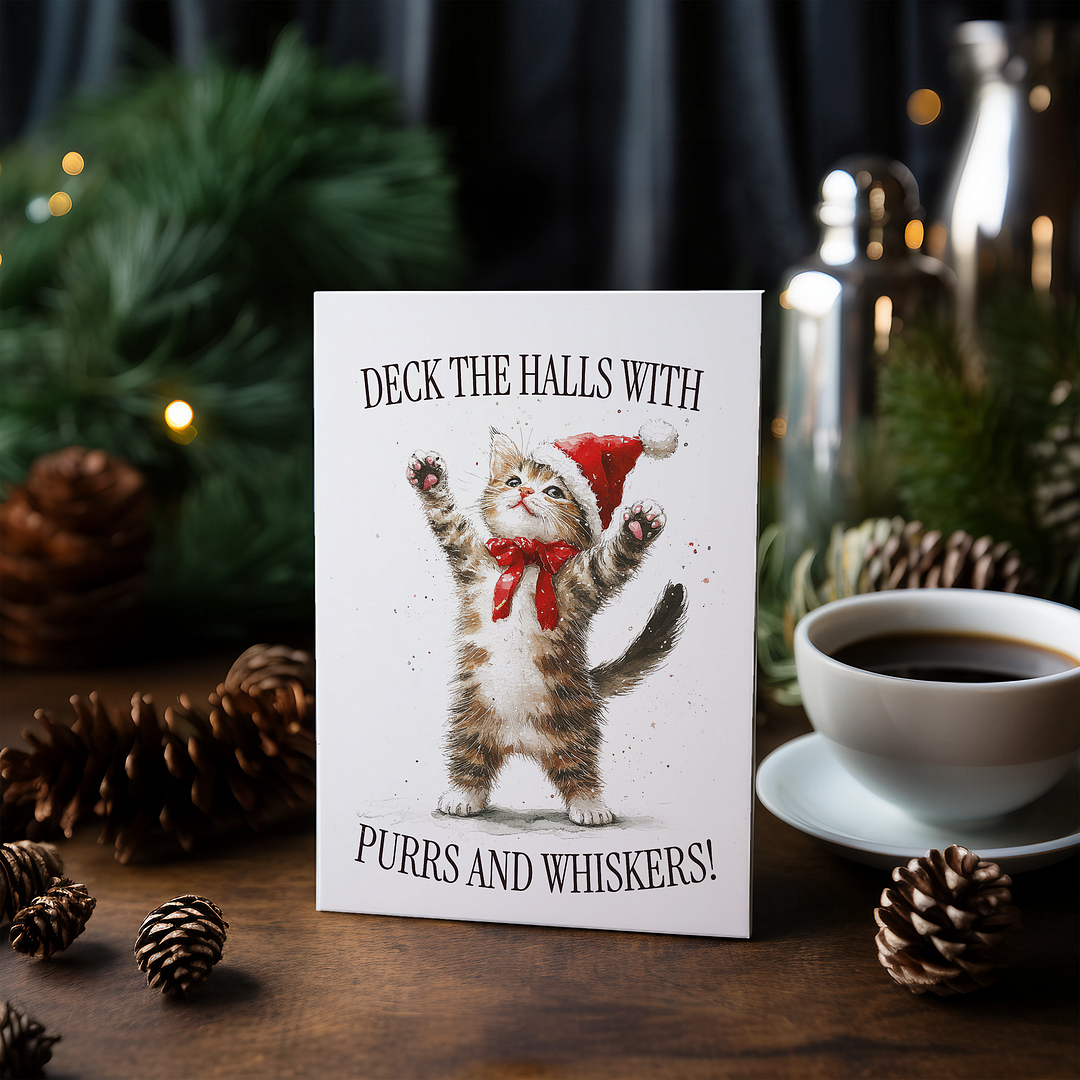 Deck the halls with purrs and whiskers! - Greeting Card