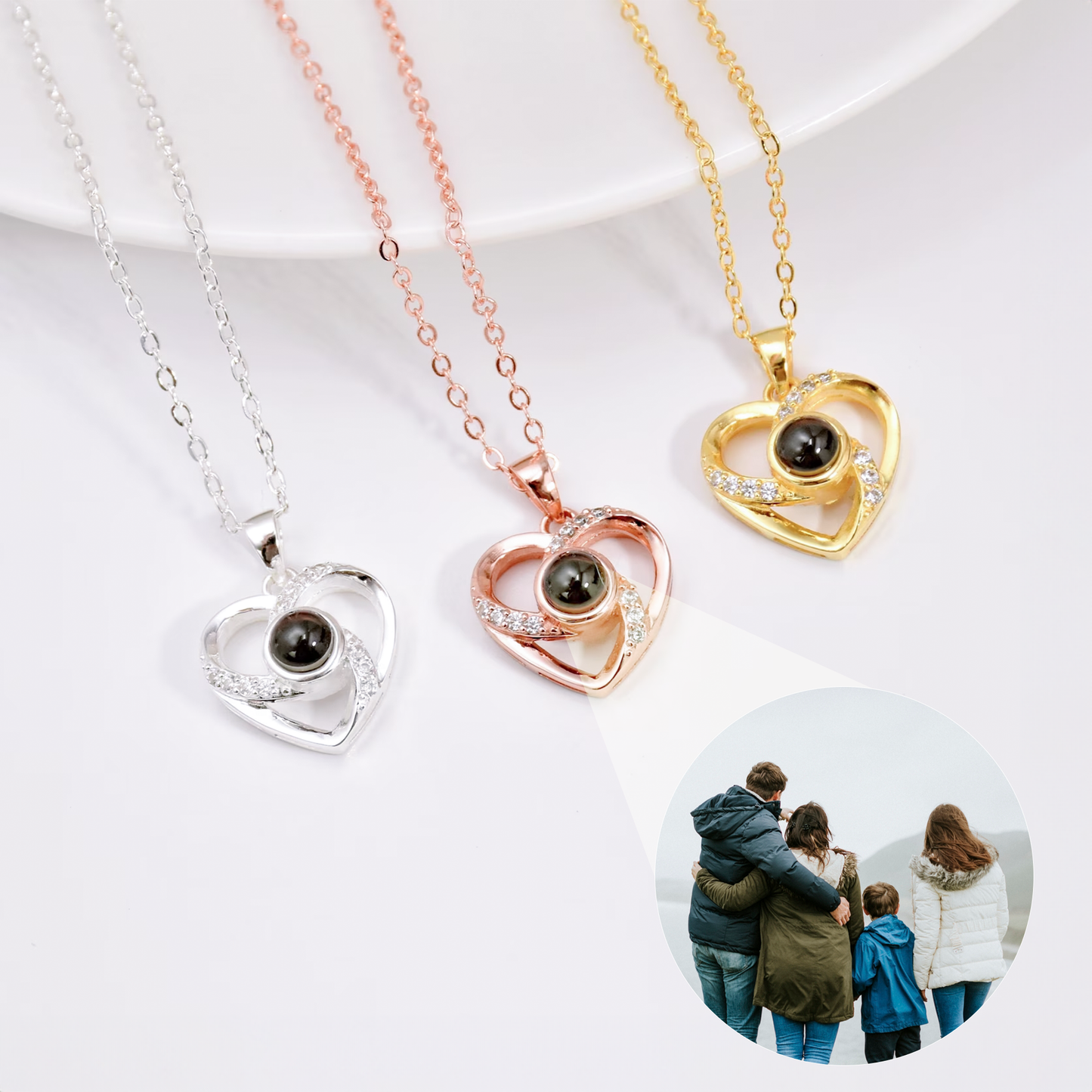 Custom heart Photo Projection Necklace