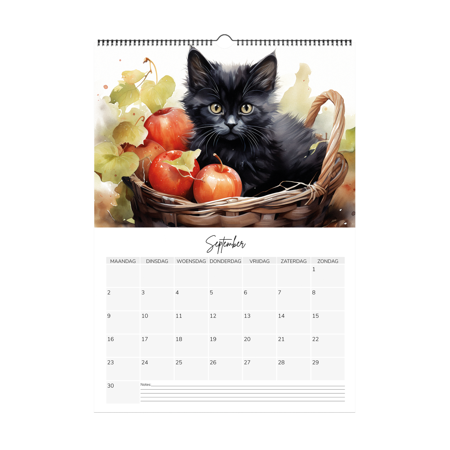 Watercolour kitten Calendar 2024