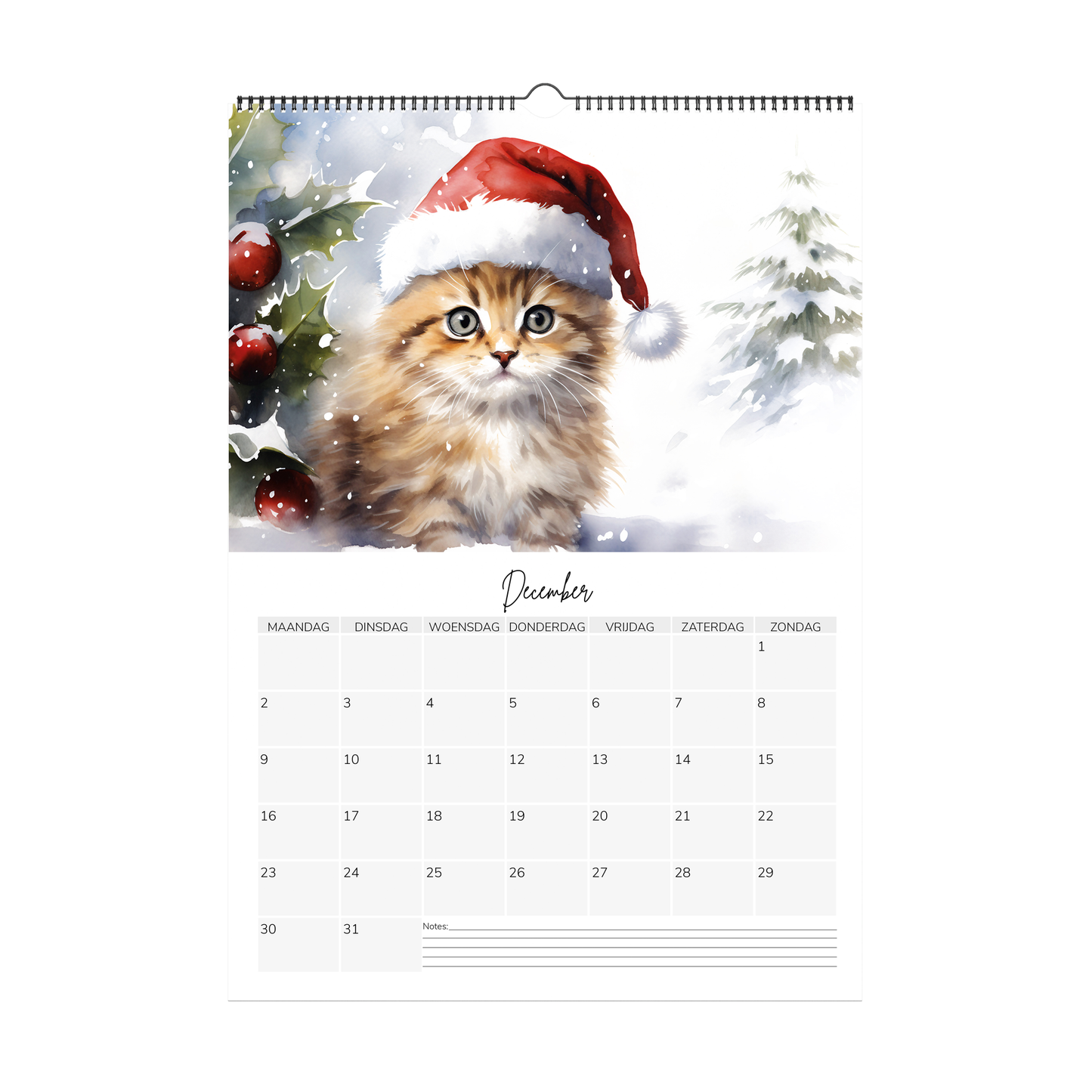 Watercolour kitten Calendar 2024