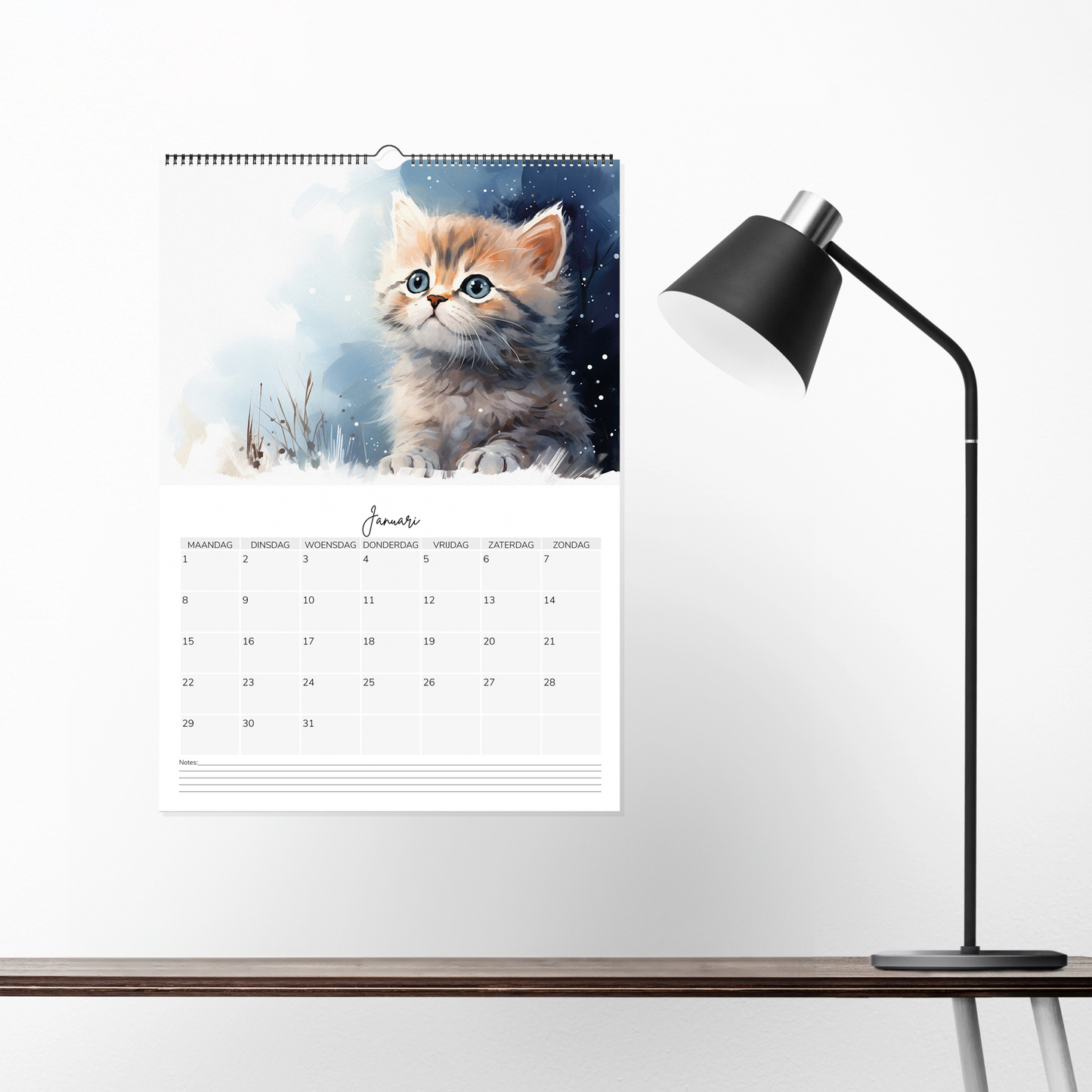 Watercolour kitten Calendar 2024