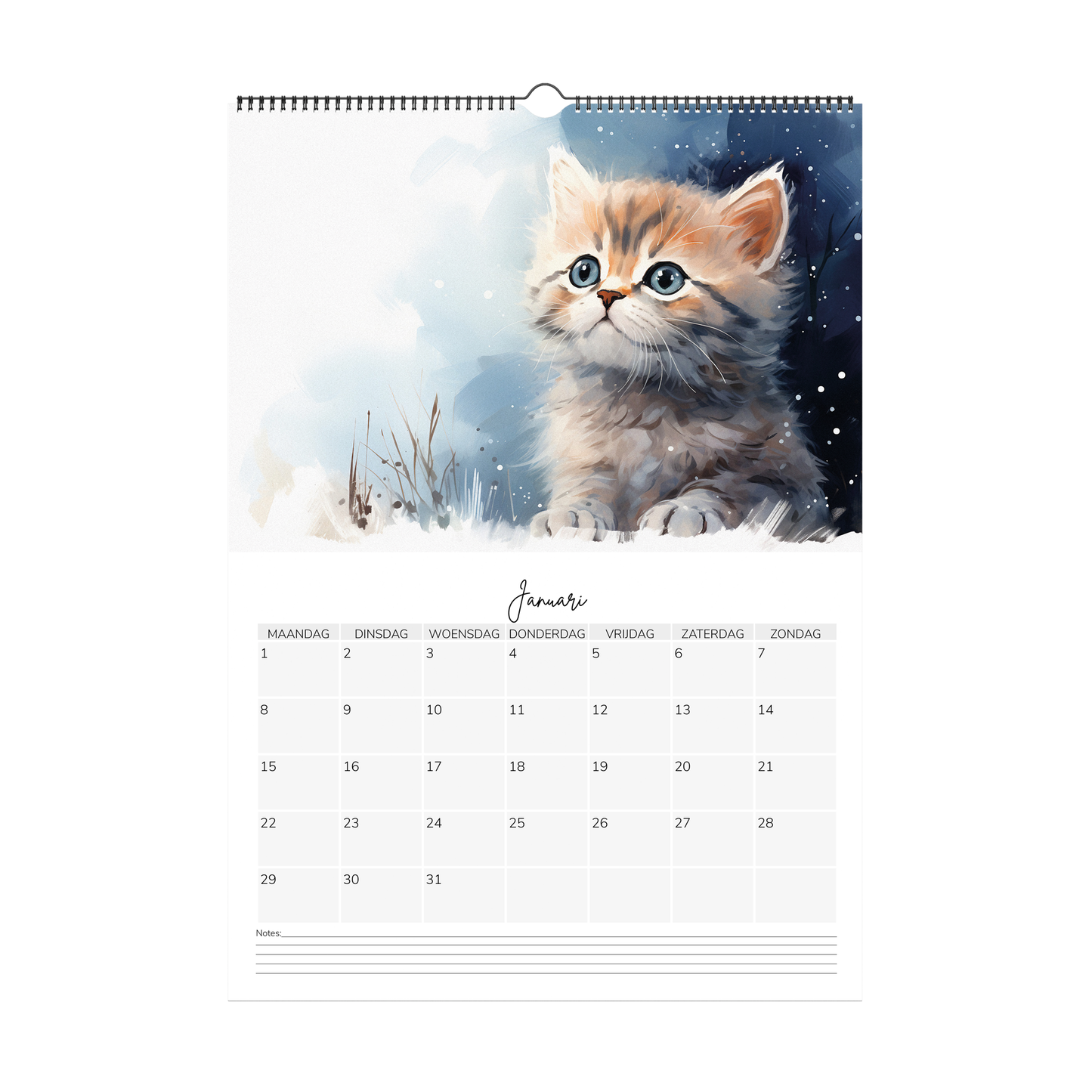 Watercolour kitten Calendar 2024