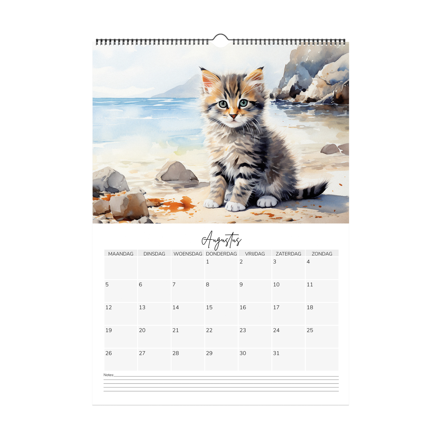 Watercolour kitten Calendar 2024
