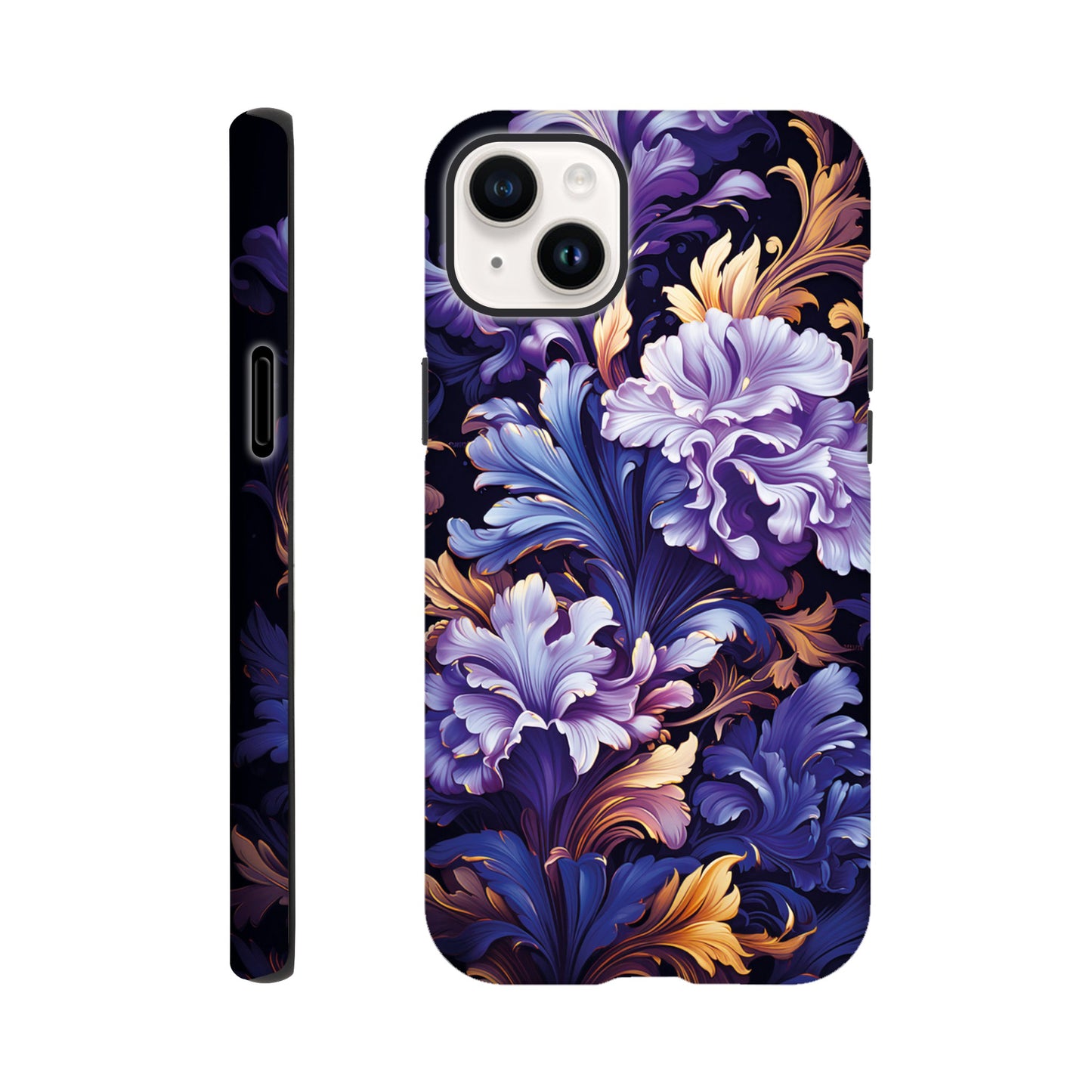 Purple flower art deco pattern- Phone Case sturdy