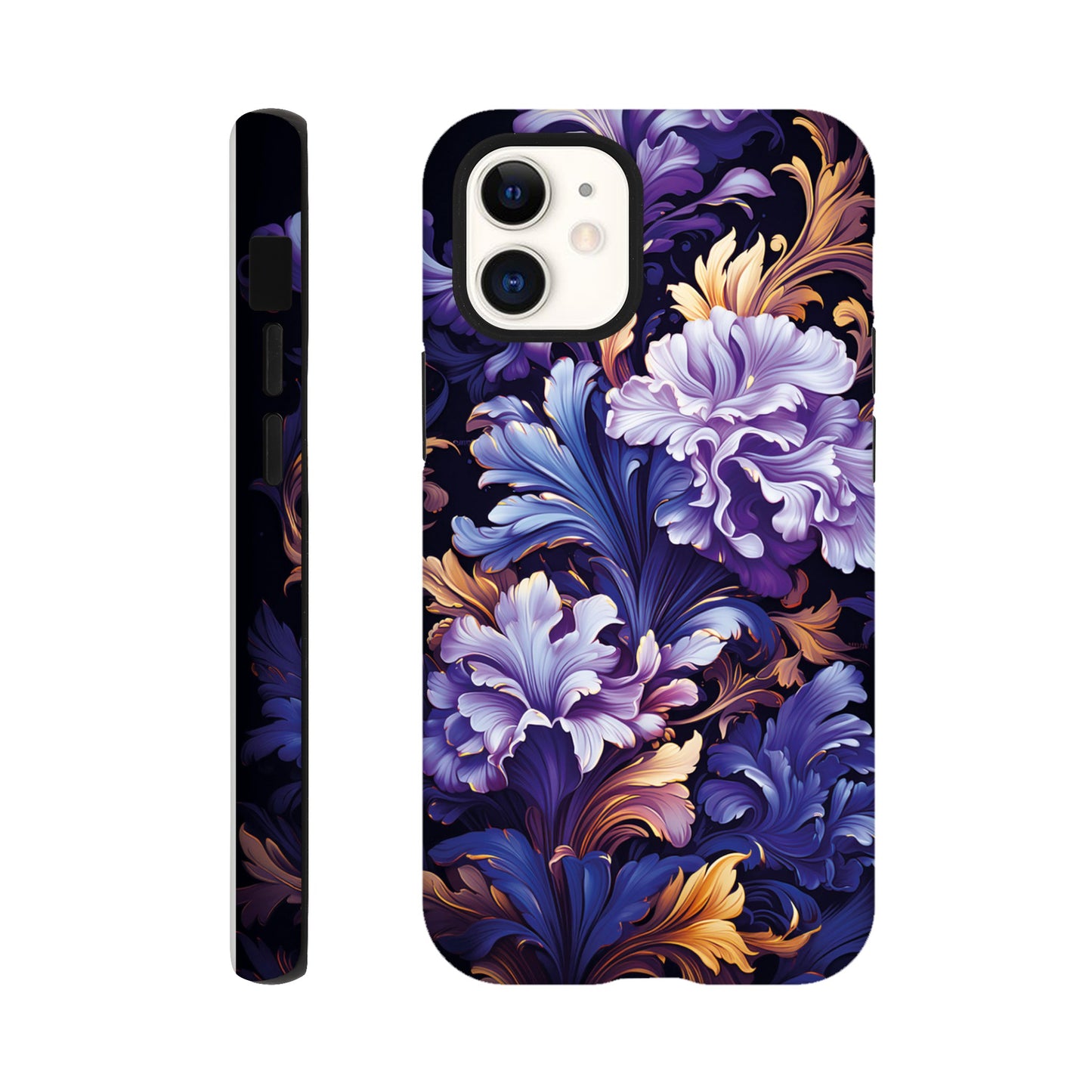 Purple flower art deco pattern- Phone Case sturdy