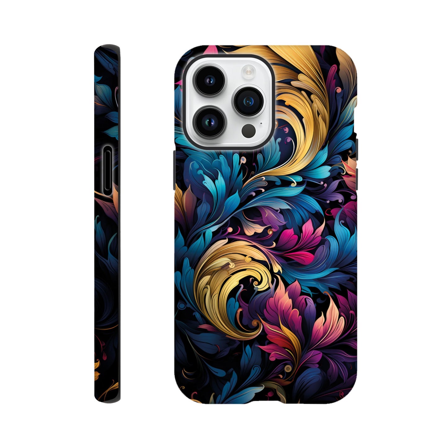 colourful leaves pattern art deco pattern- Phone Case sturdy