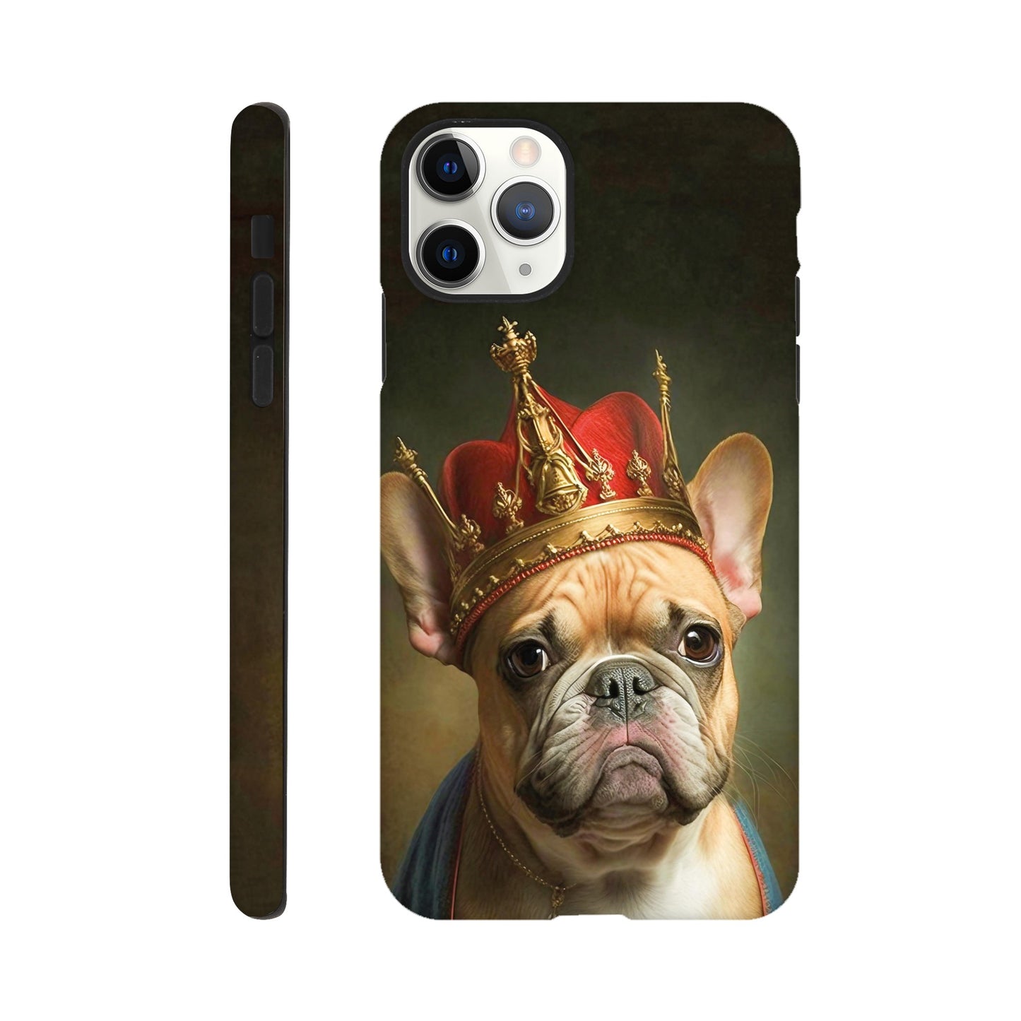 Renaissance painting of a french bulldog as a king - Phone case sturdy