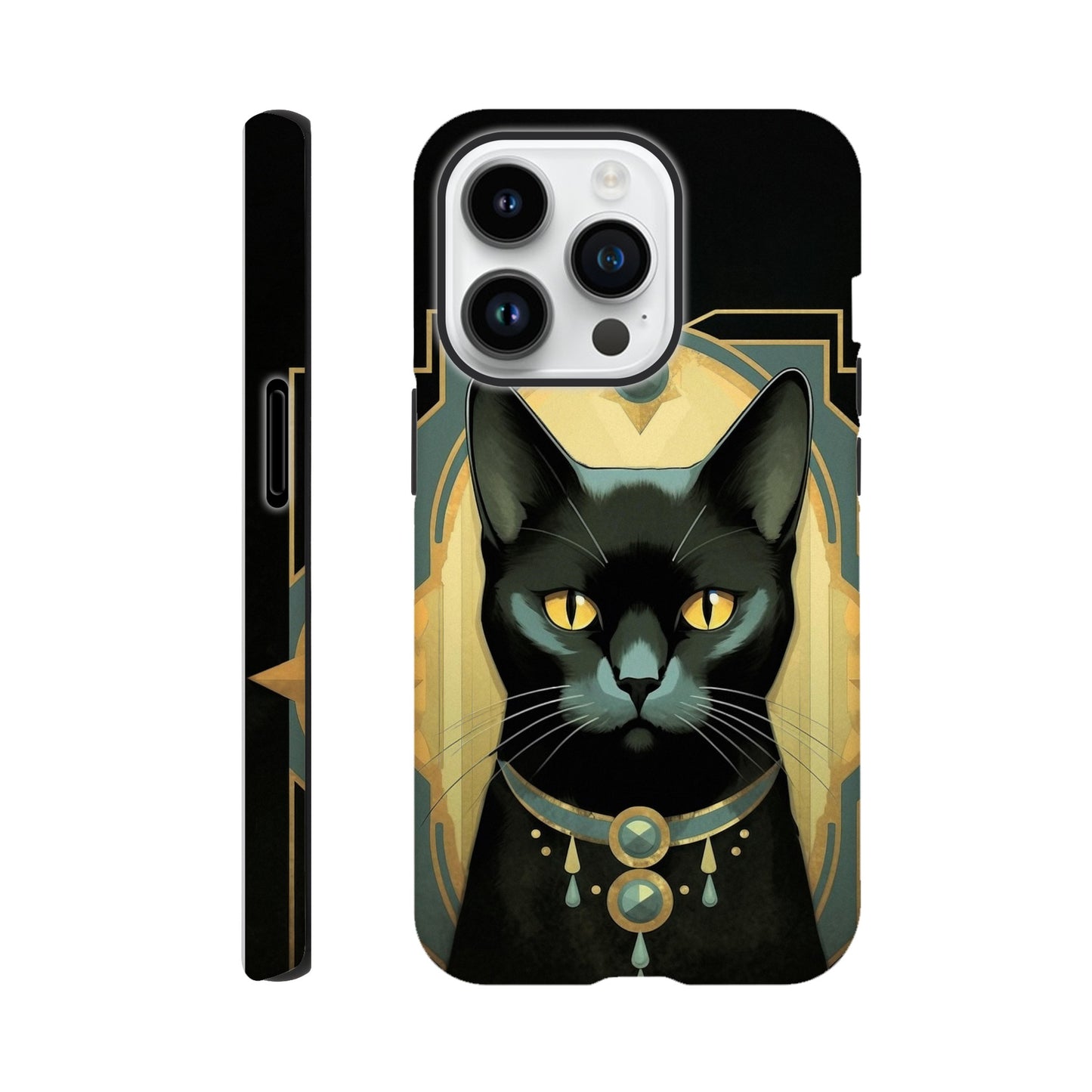 Art Deco Elegant black cat I - Phone Case sturdy