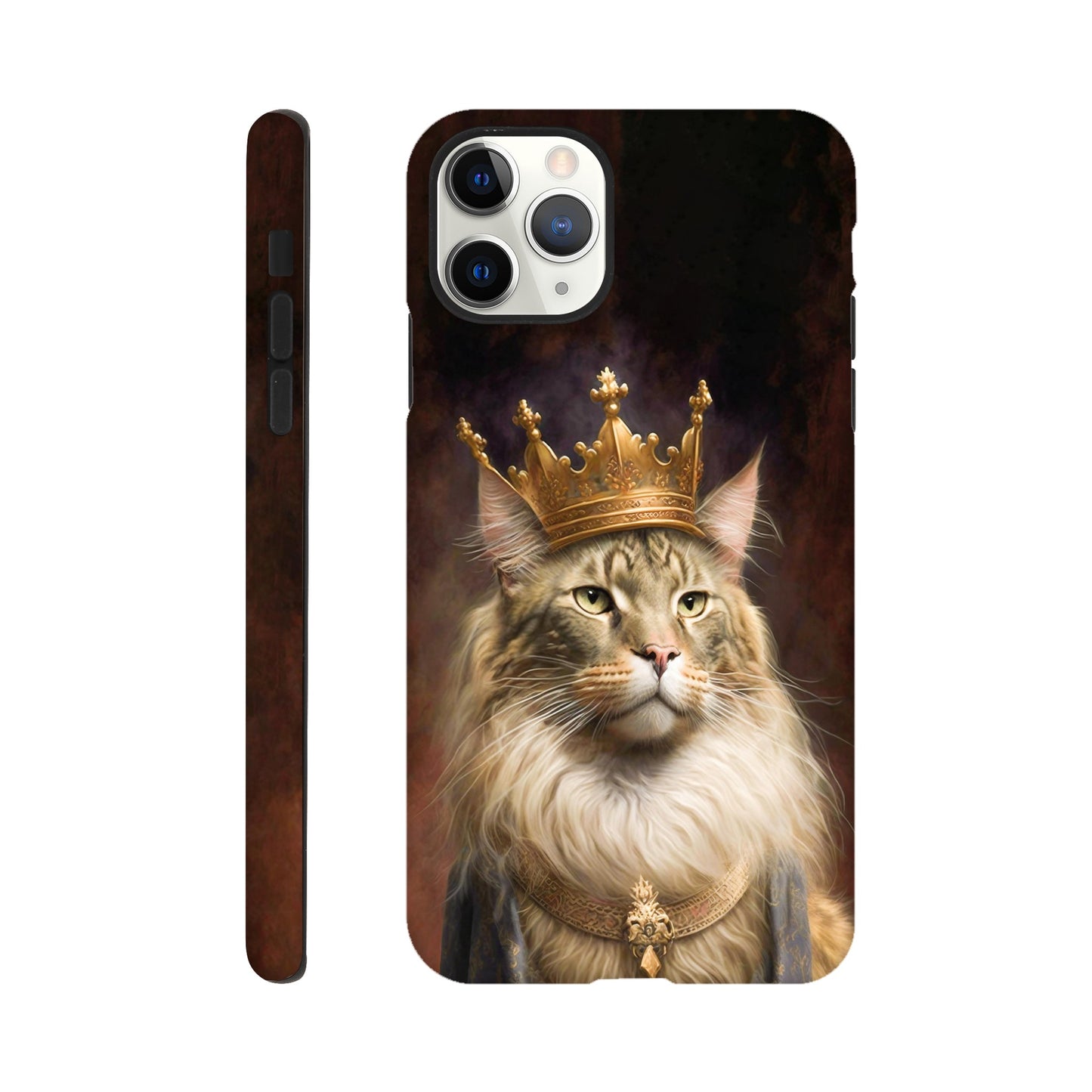 Renaissance painting of a Maine Coon with a king's crown - Phone case sturdy