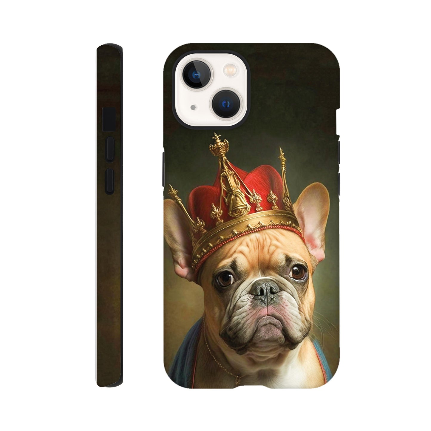 Renaissance painting of a french bulldog as a king - Phone case sturdy