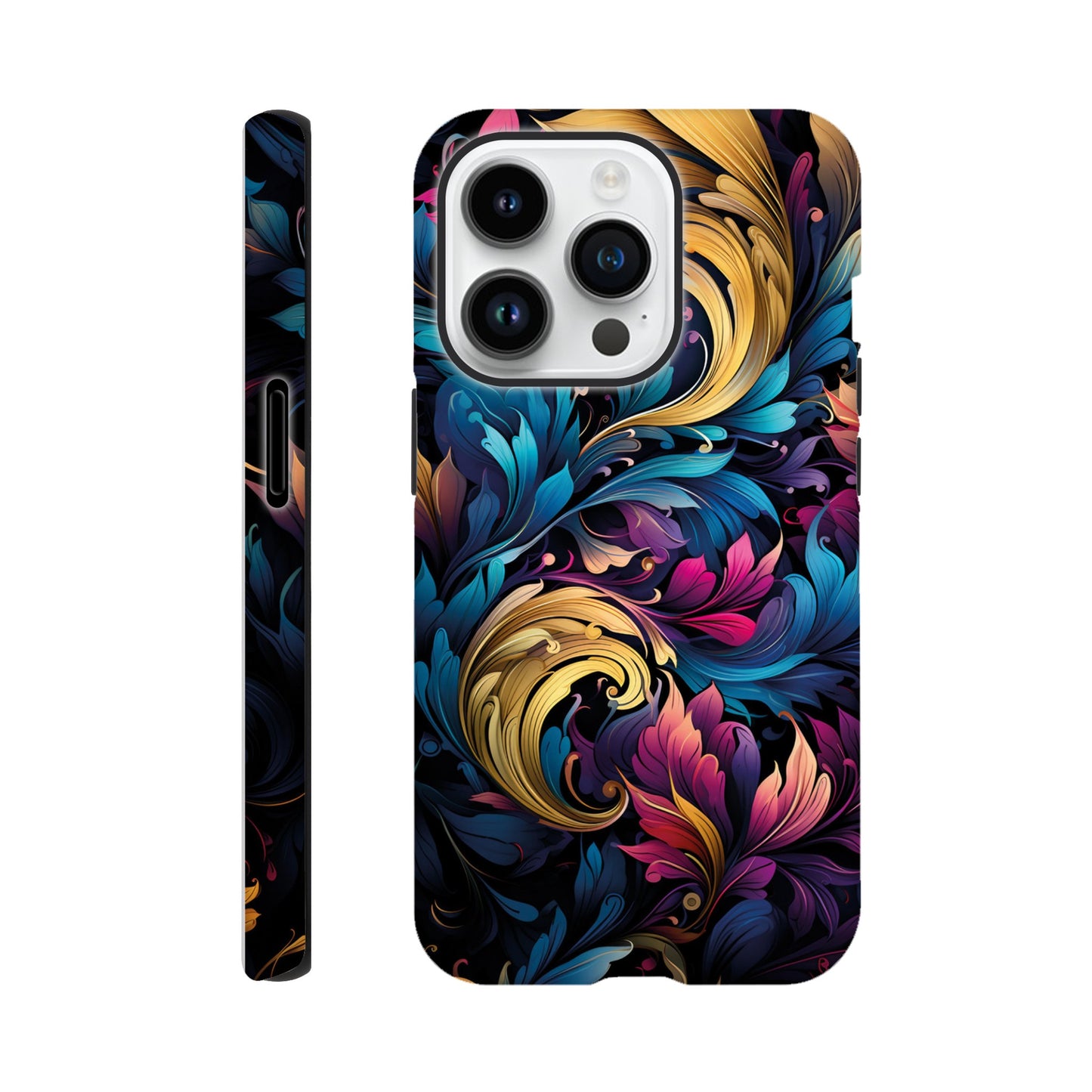 colourful leaves pattern art deco pattern- Phone Case sturdy