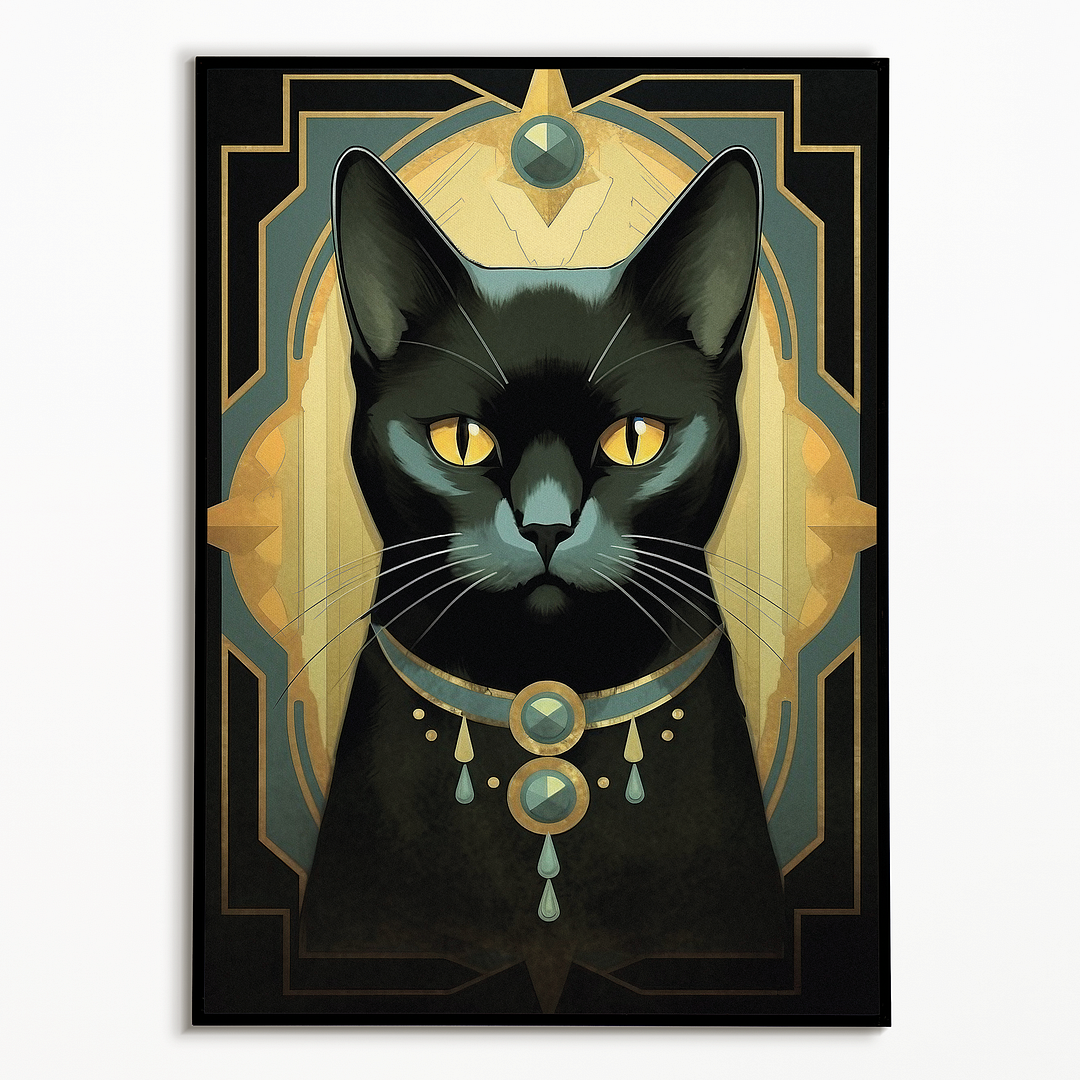 Elegant black cat I - Art Print