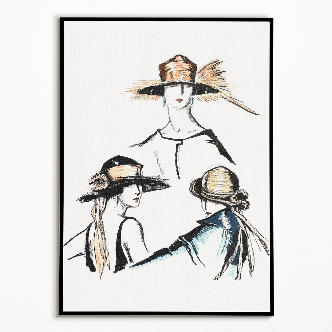 Vintage woman wearing hat - Art Print