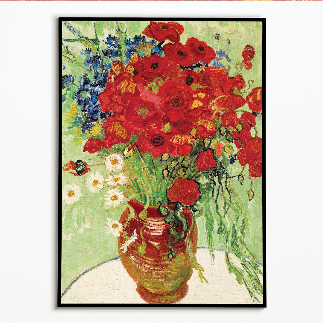 Vase with Daisies and Poppies By Vincent van Gogh - Art Print