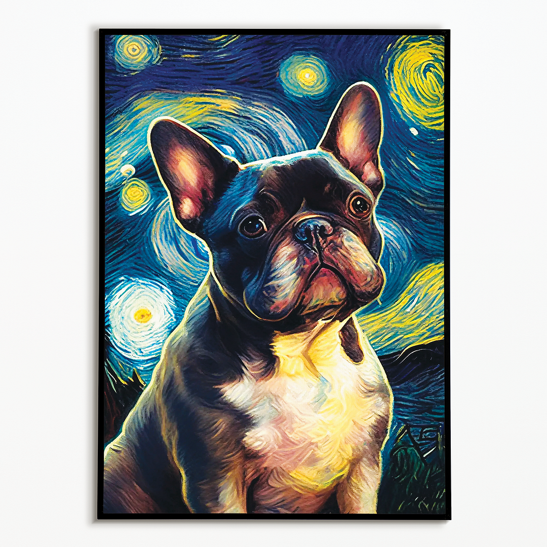 French bulldog in Van Gogh style - Art Print