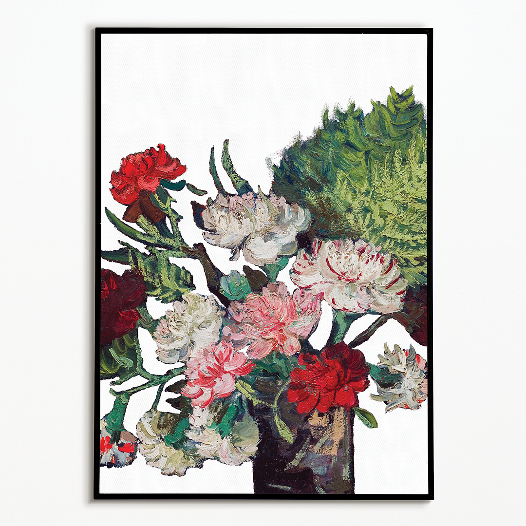 Vase with Carnations Cutout By Van Gogh - Art Print
