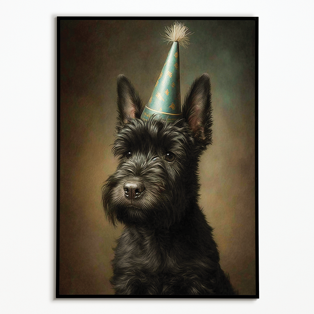 Renaissance portrait of a birthday Scottish Terrier - Art Print