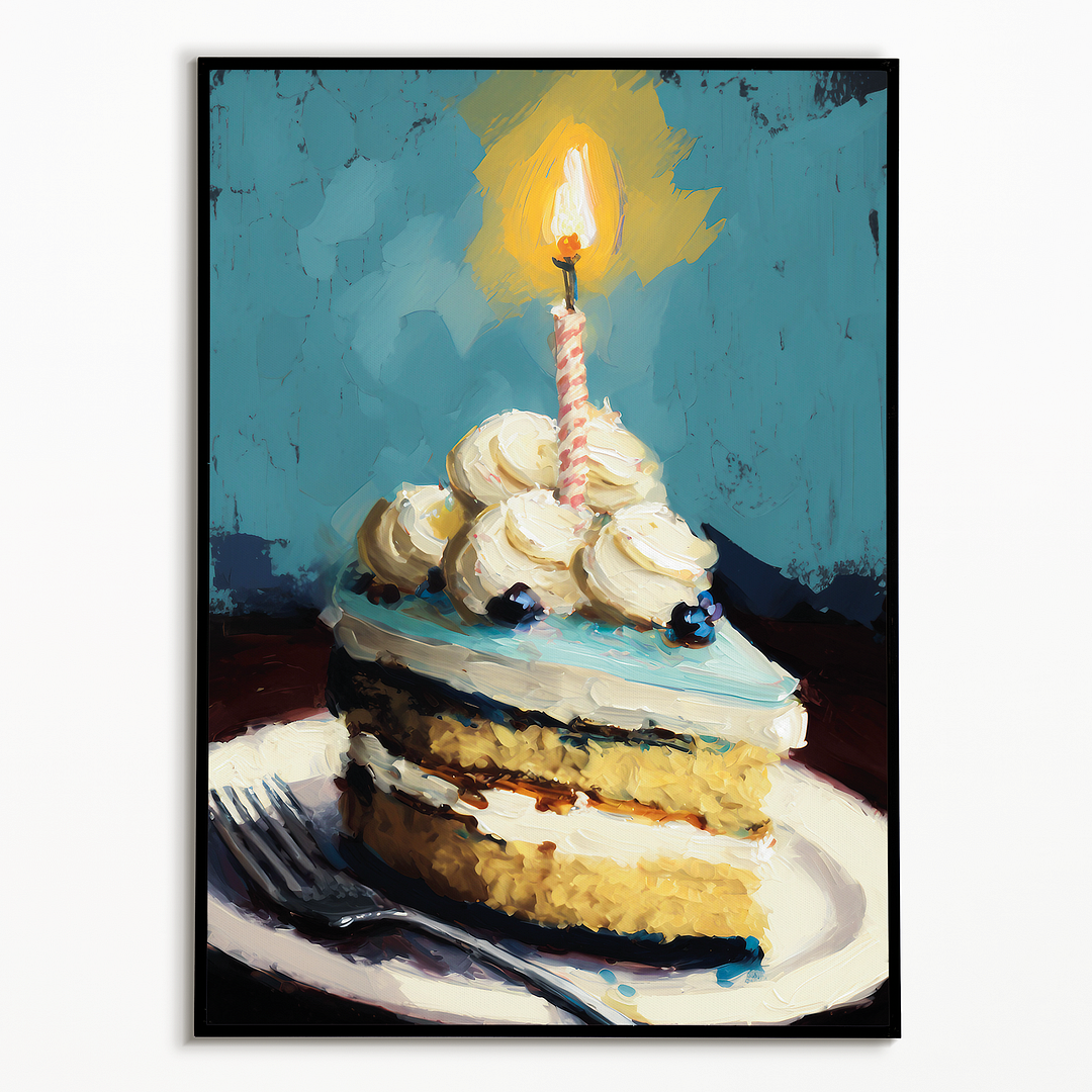Birthday cake painting in Claude Monet style - Art Print