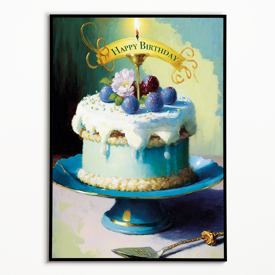 Happy Birthday cake painting in Claude Monet style - Art Print