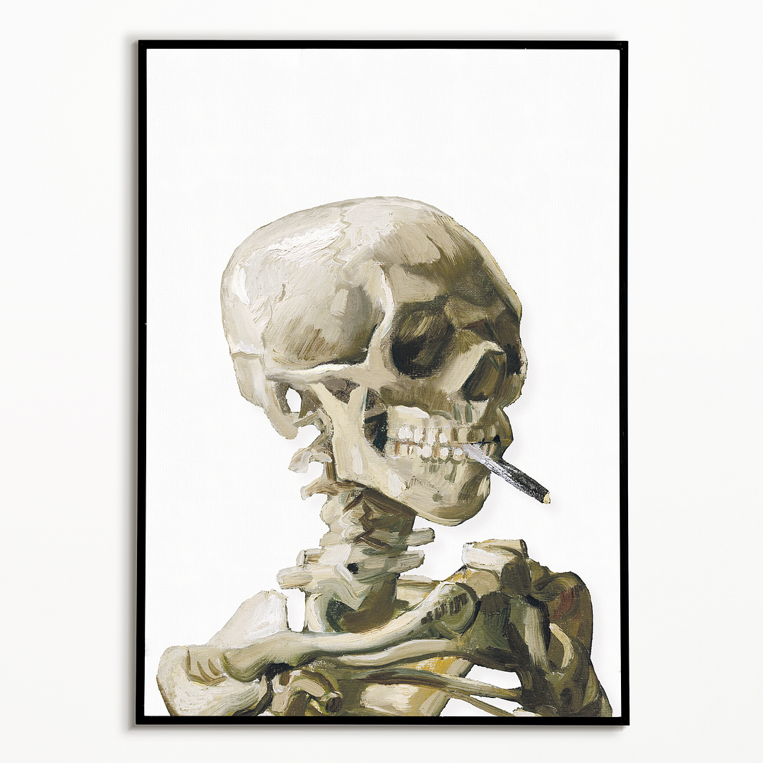 Head of a skeleton with a burning cigarette By Vincent van Gogh Cutout - Art Print