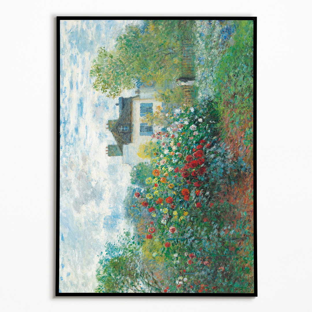 A Corner of the Garden with Dahlias By Claude Monet - Art Print