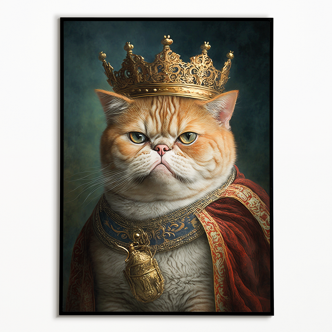 Renaissance painting of an Exotic Shorthair as a king - Art Print