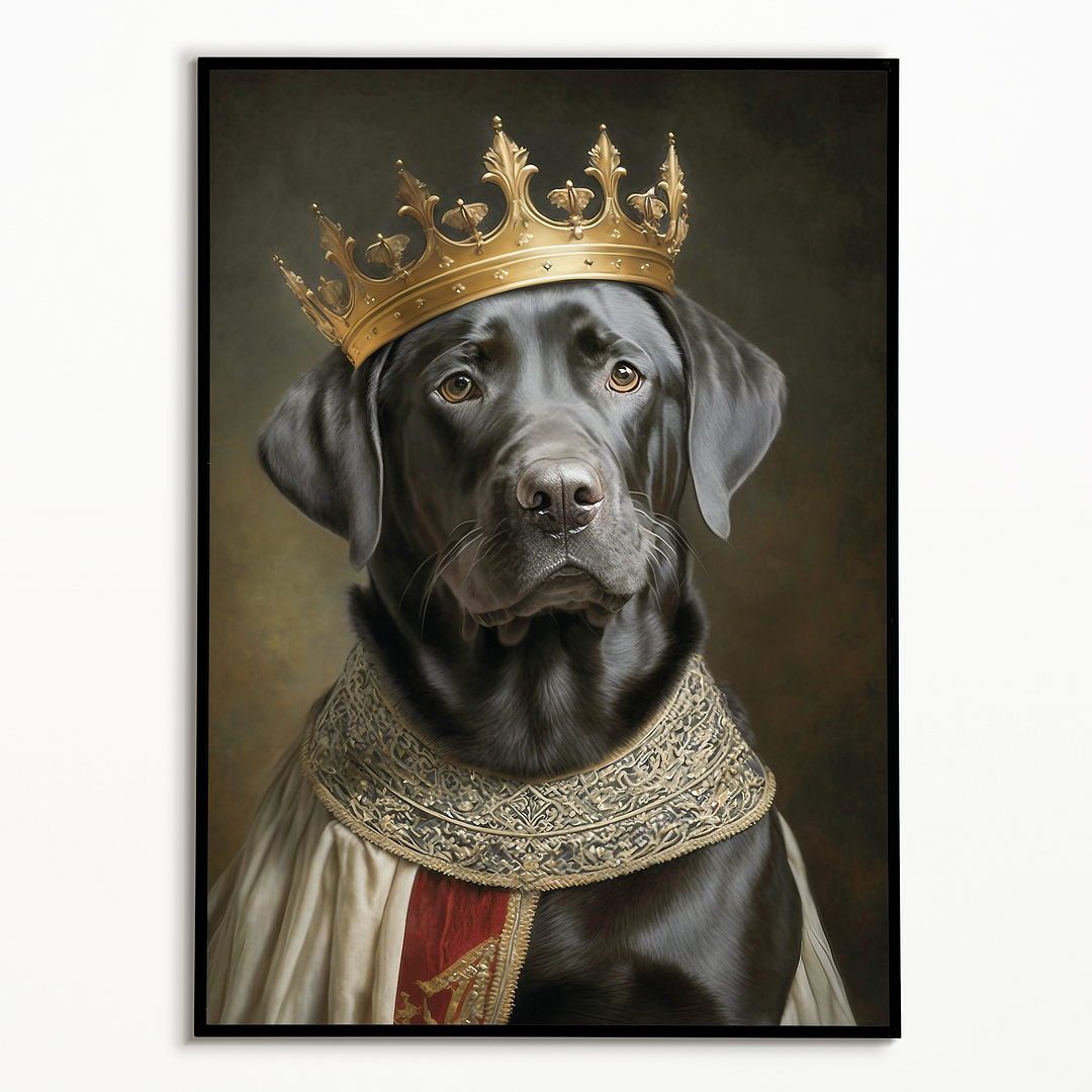 Renaissance painting of a black Labrador as a king - Art Print