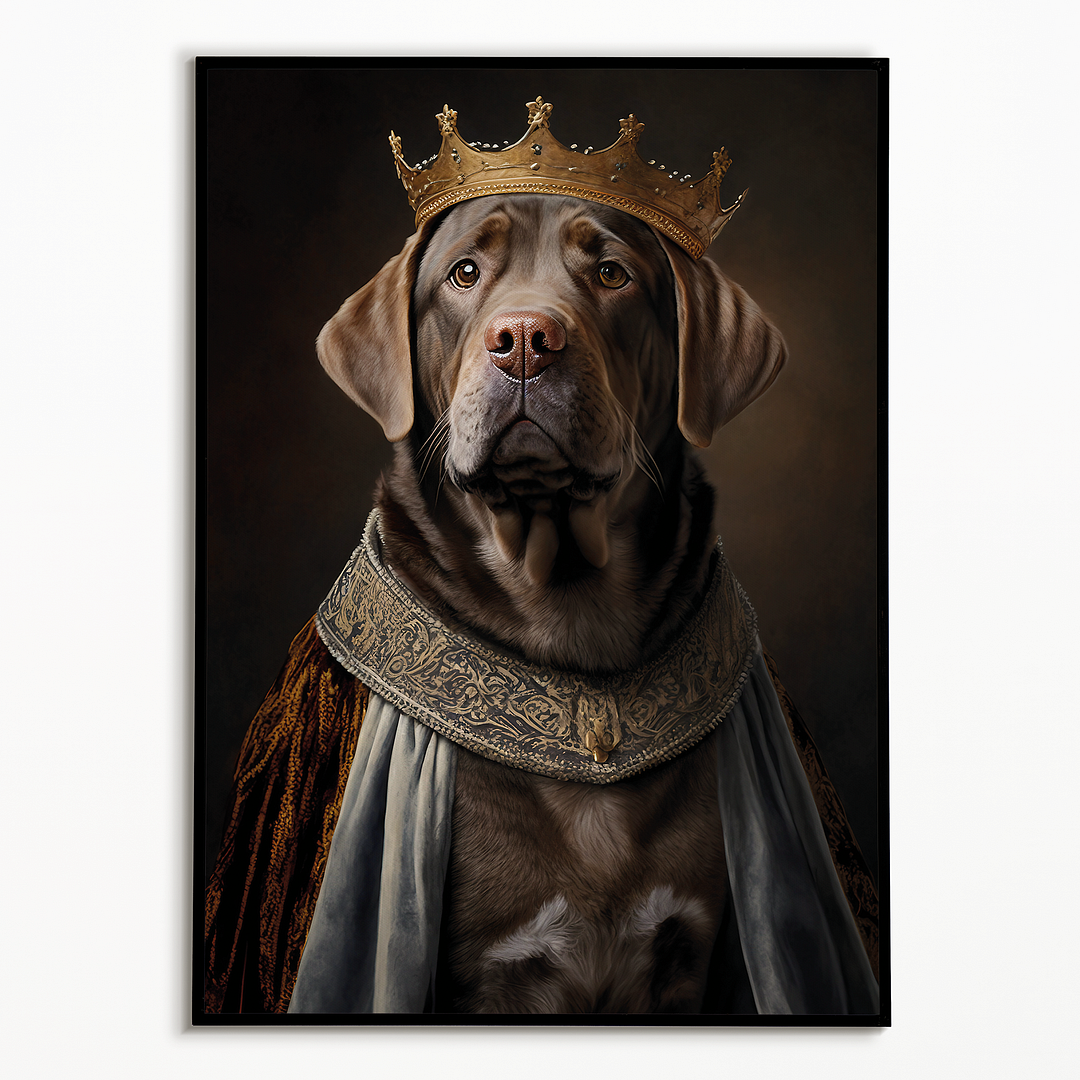 Renaissance painting of a brown Labrador as a king - Art Print