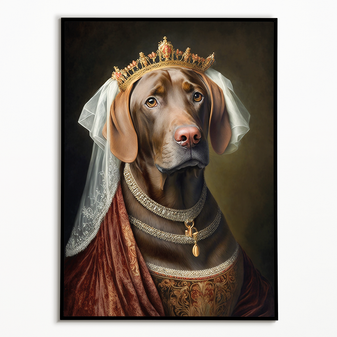 Renaissance painting of a brown Labrador as a queen - Art Print