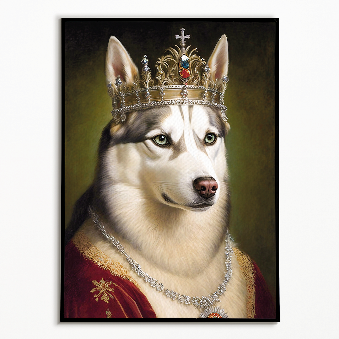 Renaissance painting of a Siberian Huskies as a queen - Art Print