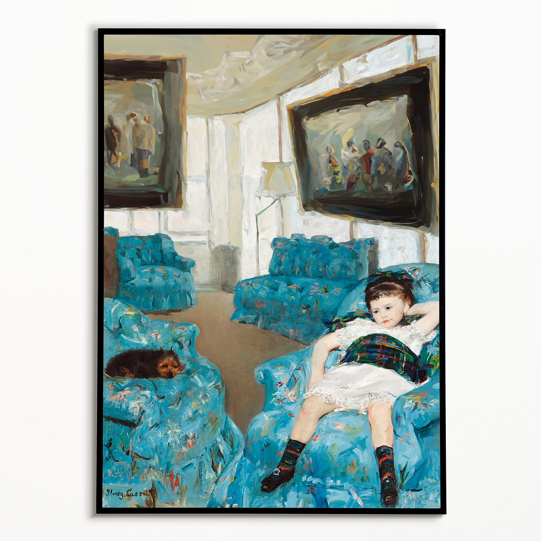 Little Girl in a Blue Armchair by Mary Cassatt - Art Print