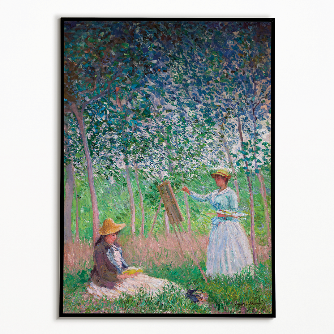 Blanche Hoschedé at Her Easel with Suzanne Hoschedé Reading by Claude Monet - Art Print