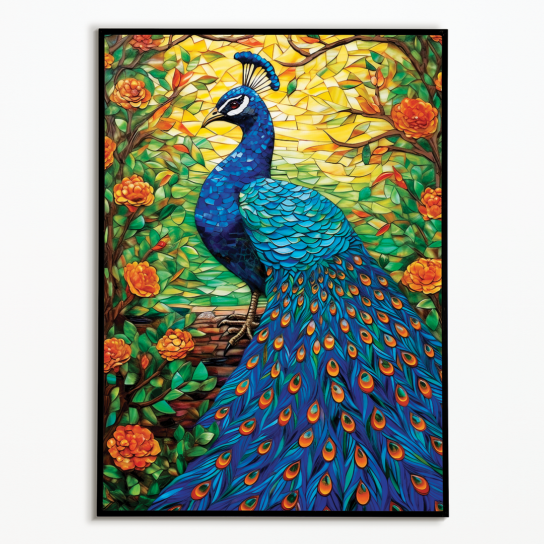 Peacock tile art - Art Print