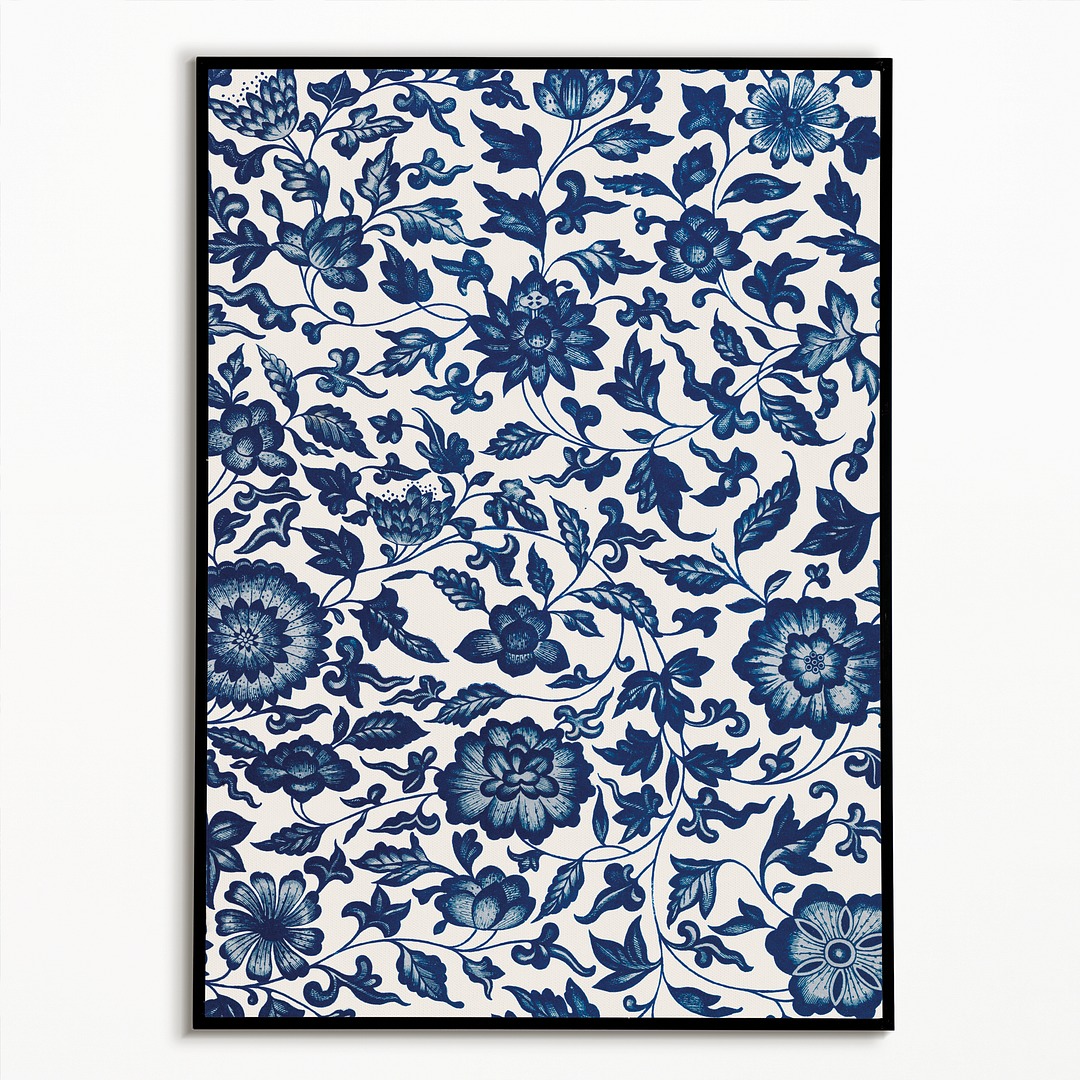 Blue flower pattern by Owen Jones - Art Print