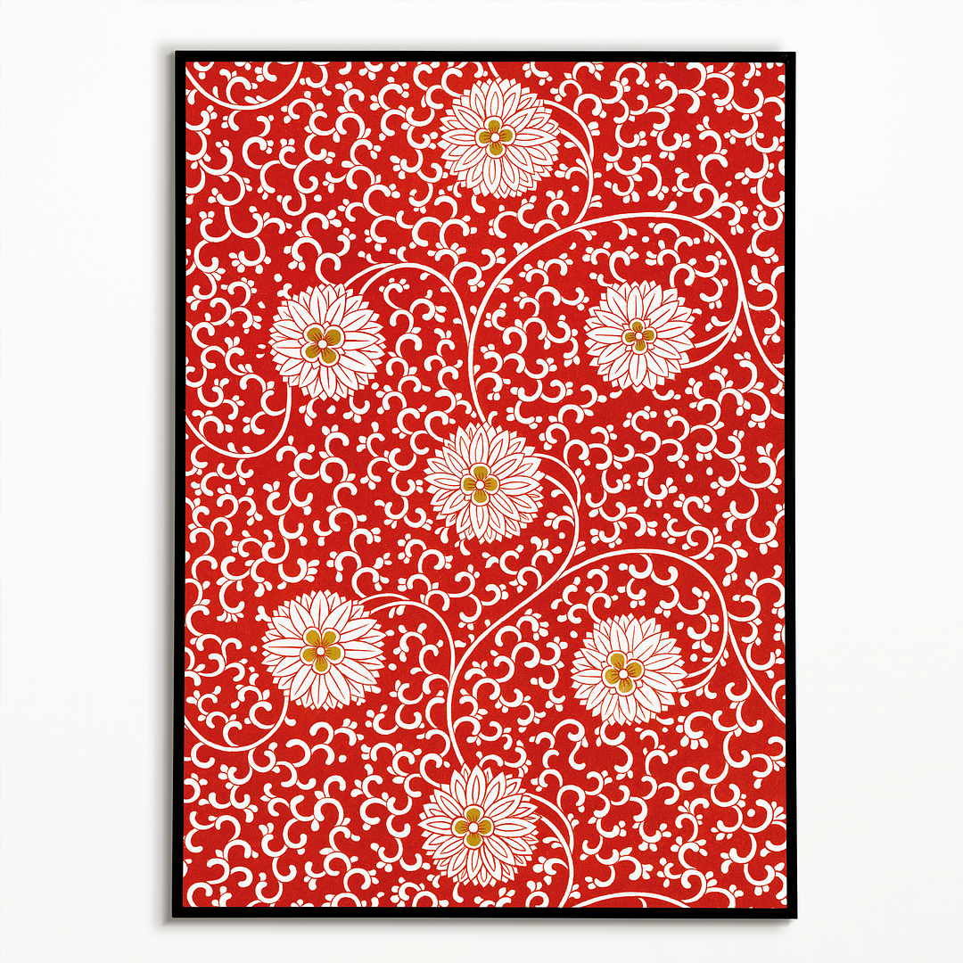 Red floral pattern - Art Print