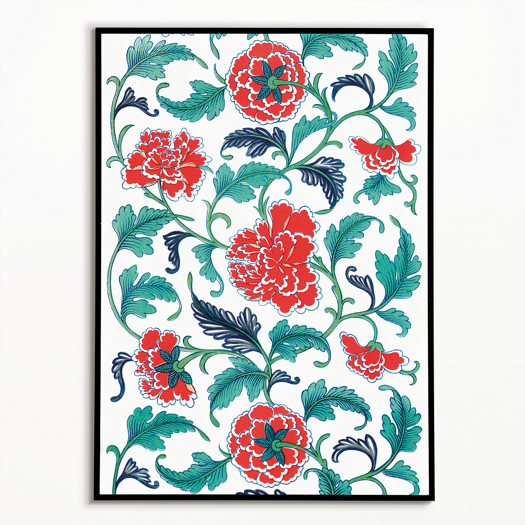 Red floral pattern II - Art Print