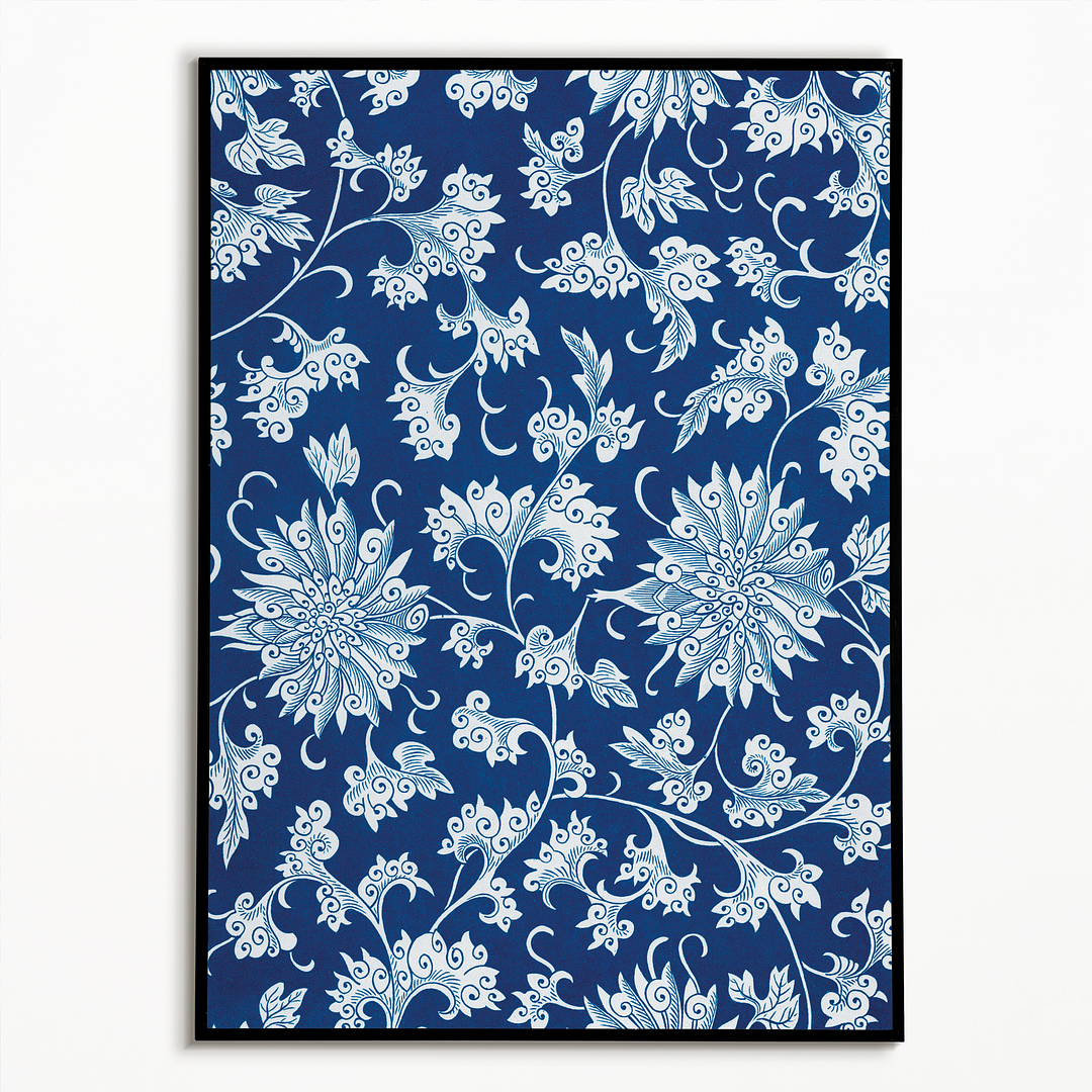 Blue flower pattern II - Art Print