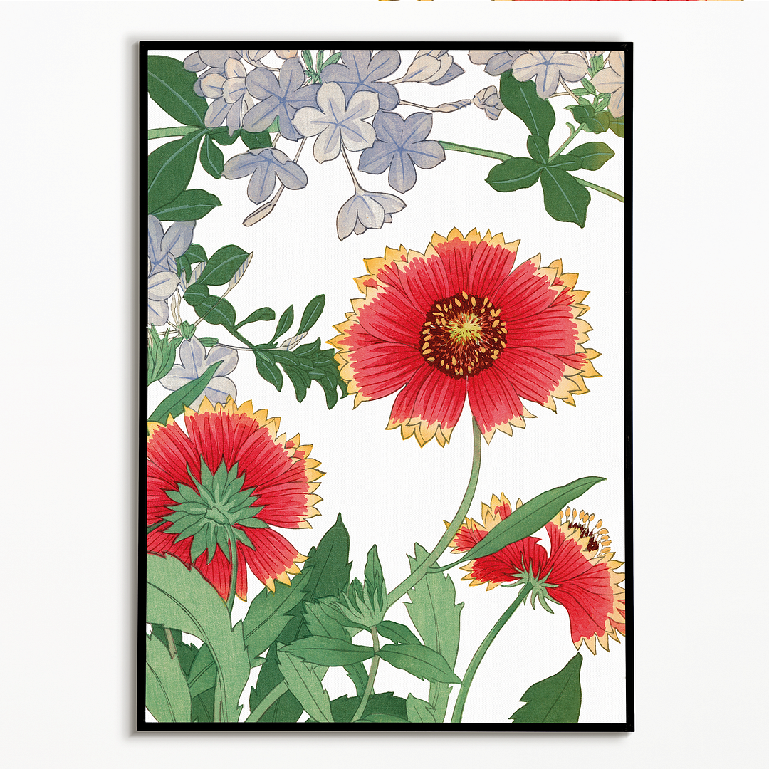 Blanket flower & Plumbago By Tanigami Kônan Art-Print