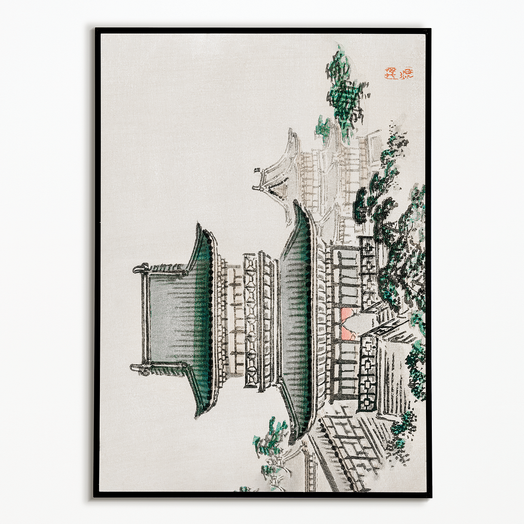 Japanese Architecture by Kōno Bairei - Art Print