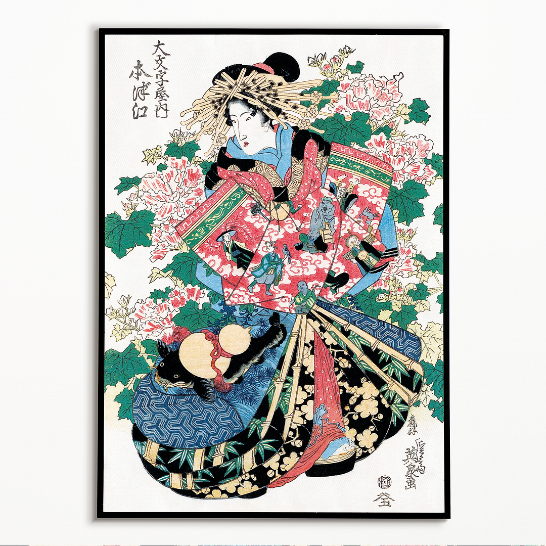 Japanese woman by Keisai Eisen - Art Print