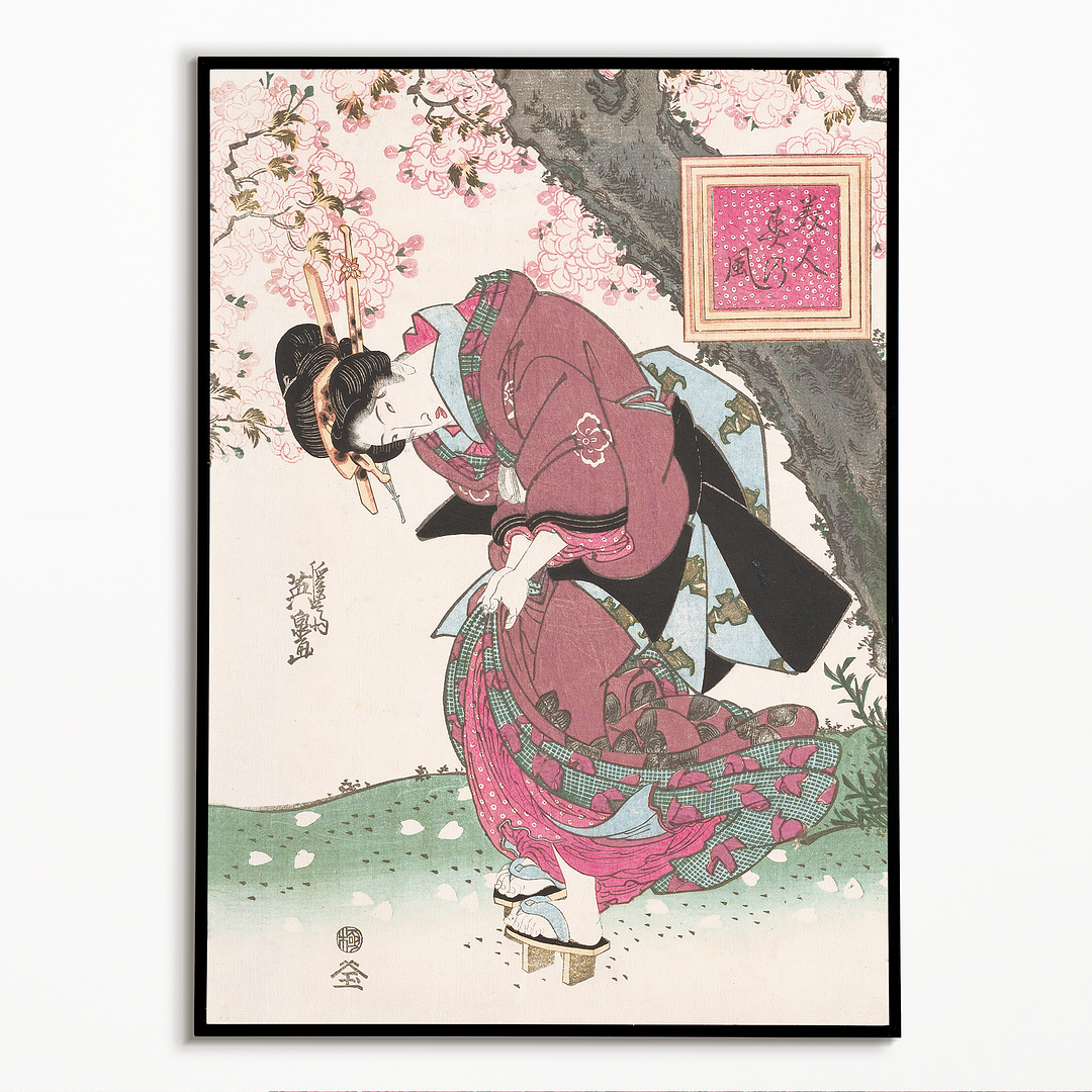 Japanese woman and cherry blossom II by Keisai Eisen - Art Print