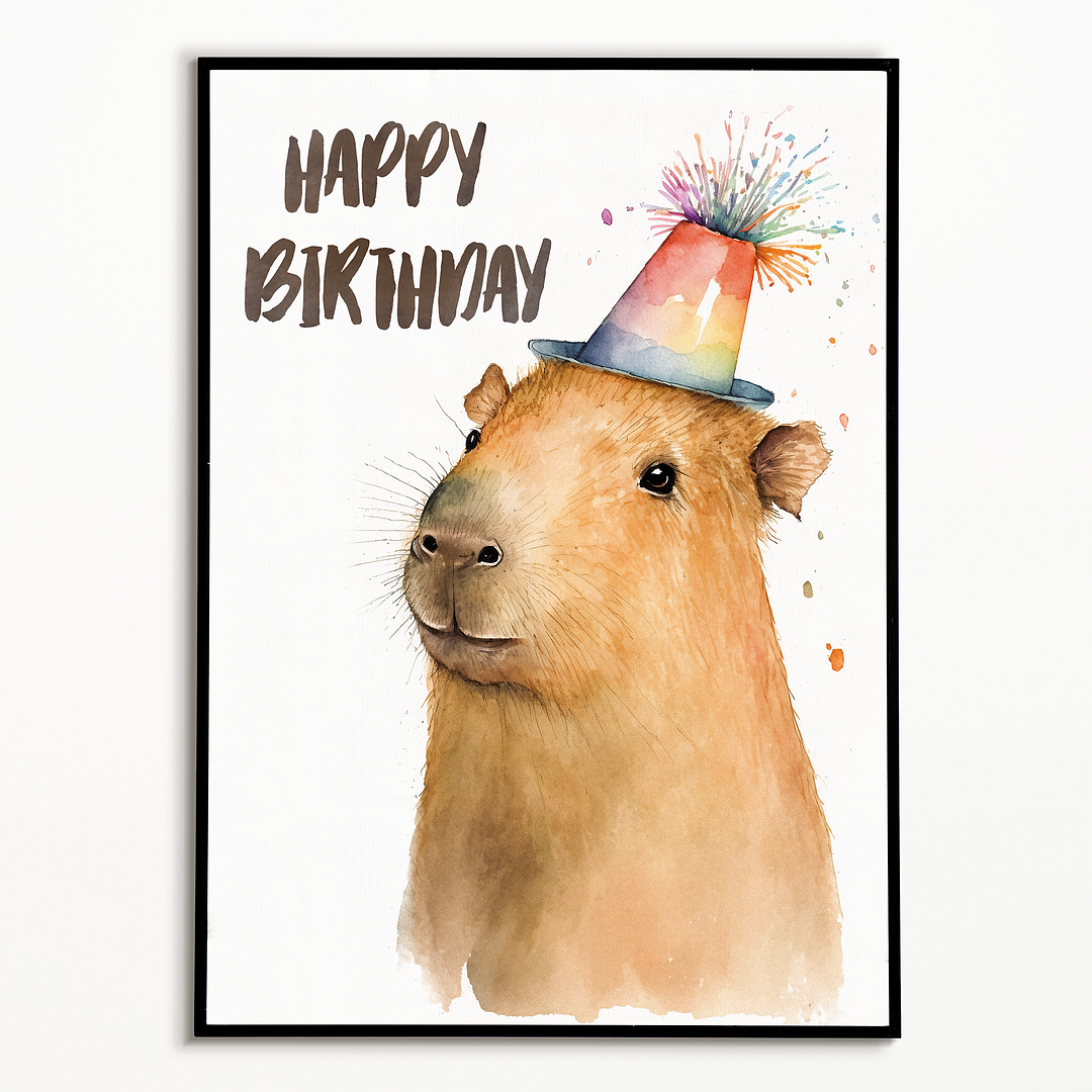 Capybara happy birthday - Art Print