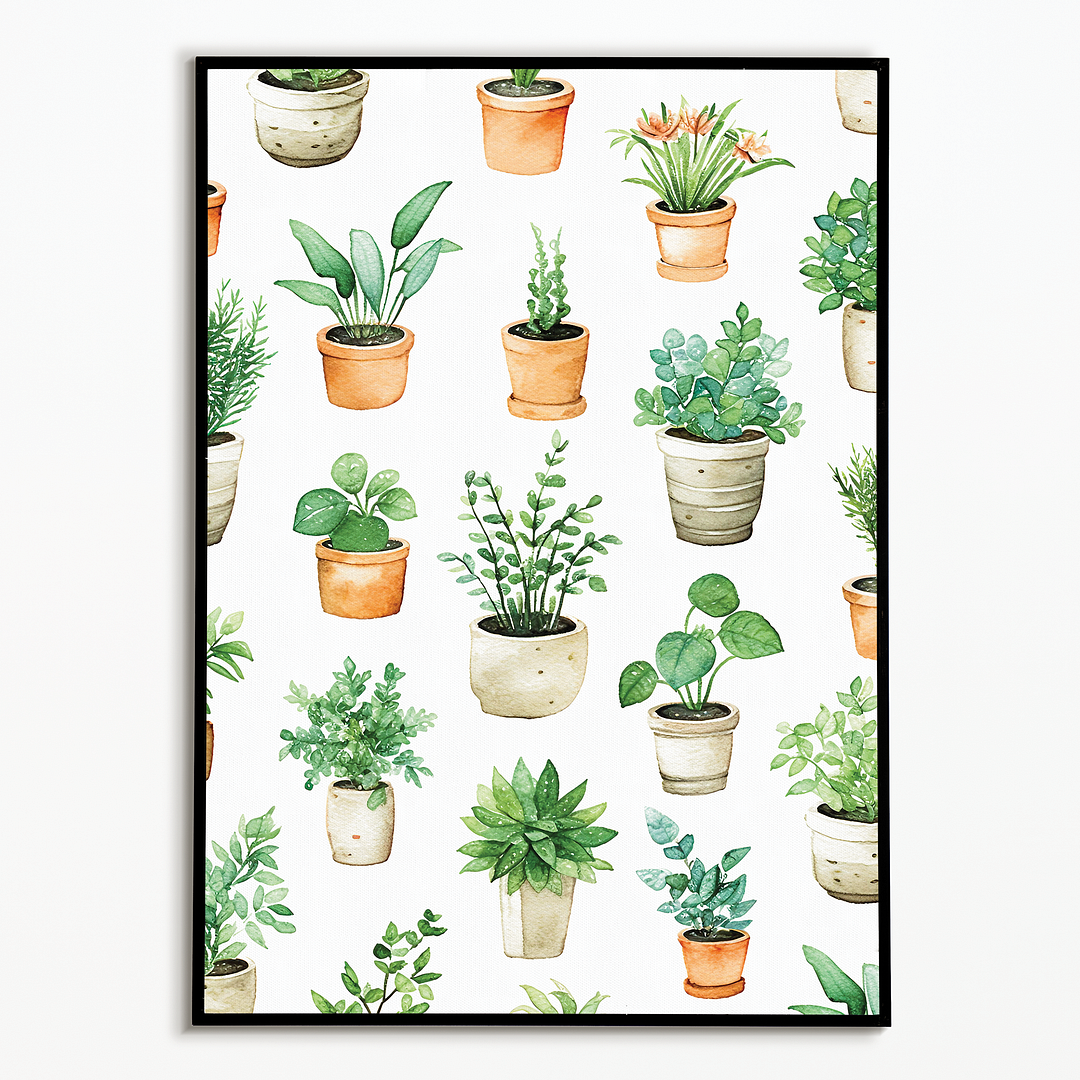 Potted plants pattern - Art Print
