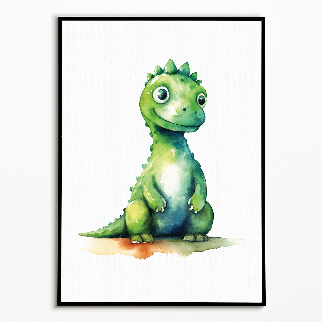 Little green dino - Art Print