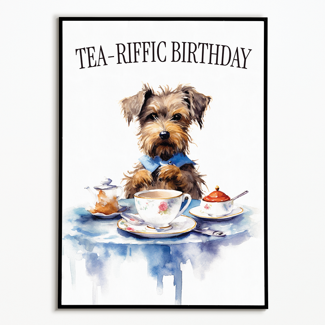 Tea-riffic birthday dog - Art Print