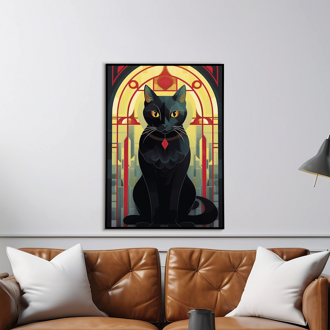 Elegant black cat II - Art Print
