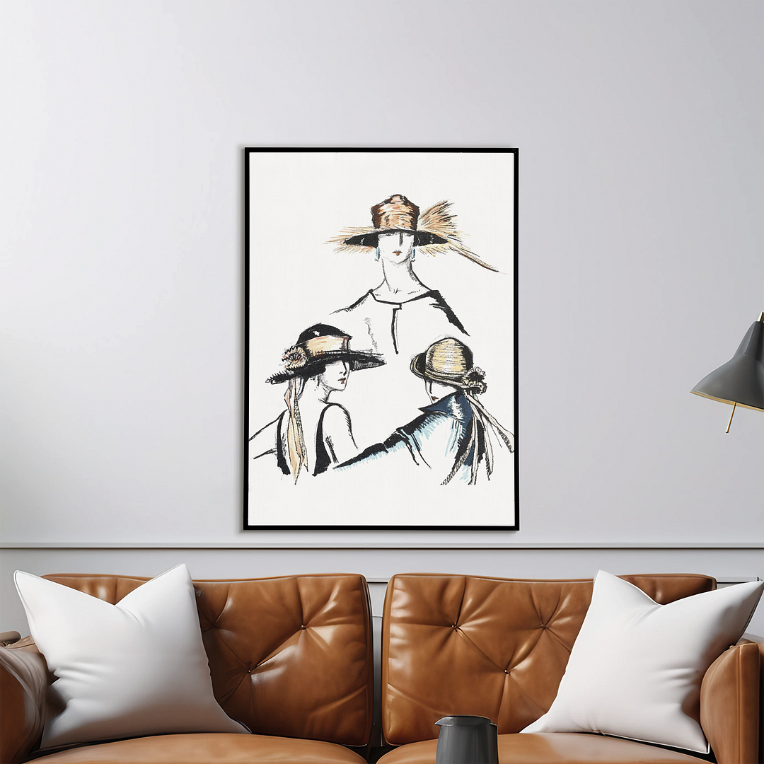 Vintage woman wearing hat - Art Print