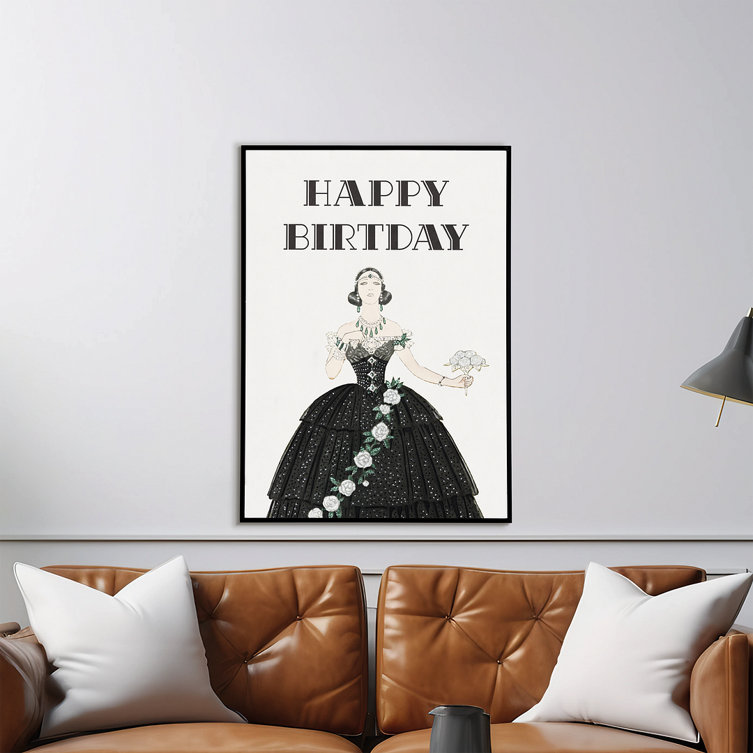 Vintage black dress (Birthday) - Art Print
