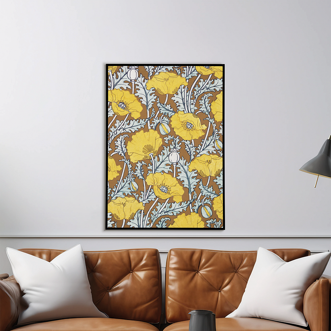 Art nouveau poppy flowerpattern - Art Print