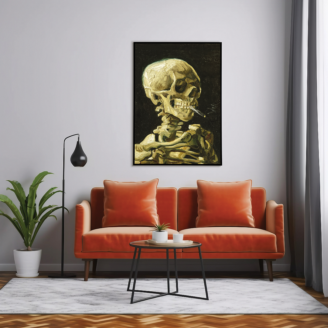 Head of a skeleton with a burning cigarette By Vincent Van Gogh - Art Print